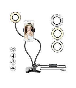 LED Selfie Ring Light with Cell Phone Holder Stand for Live Stream and Makeup Application