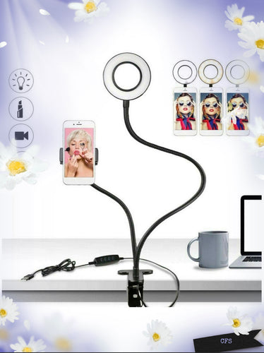 LED Selfie Ring Light with Cell Phone Holder Stand for Live Stream and Makeup Application